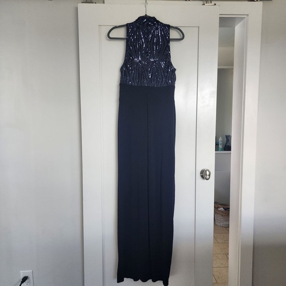 NEW Ralph Lauren blue navy Maxi dress sequin formal gown - Picture 4 of 6